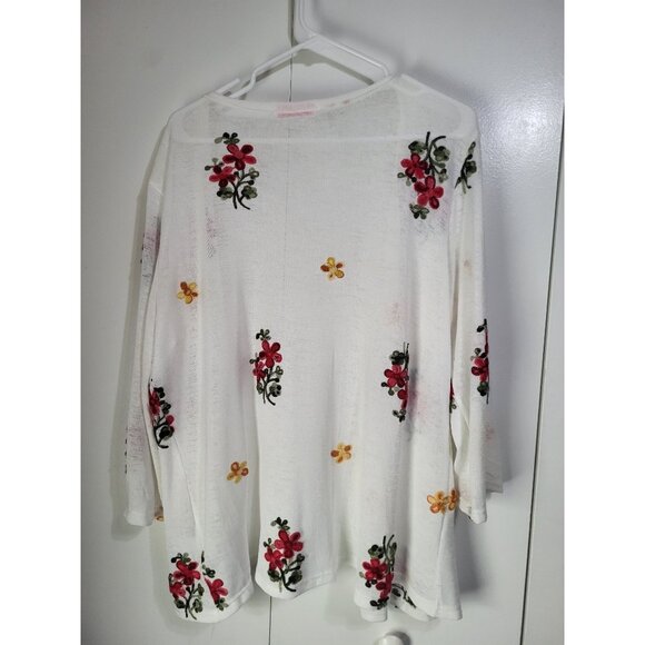 Ana & Rose LG Sheer Floral Embroidered Cardigan White Cottagecore Boho Feminine - Picture 2 of 10